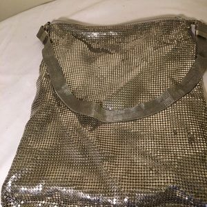 Metal Link Slouch Shoulder Bag w/Metal Link Strap